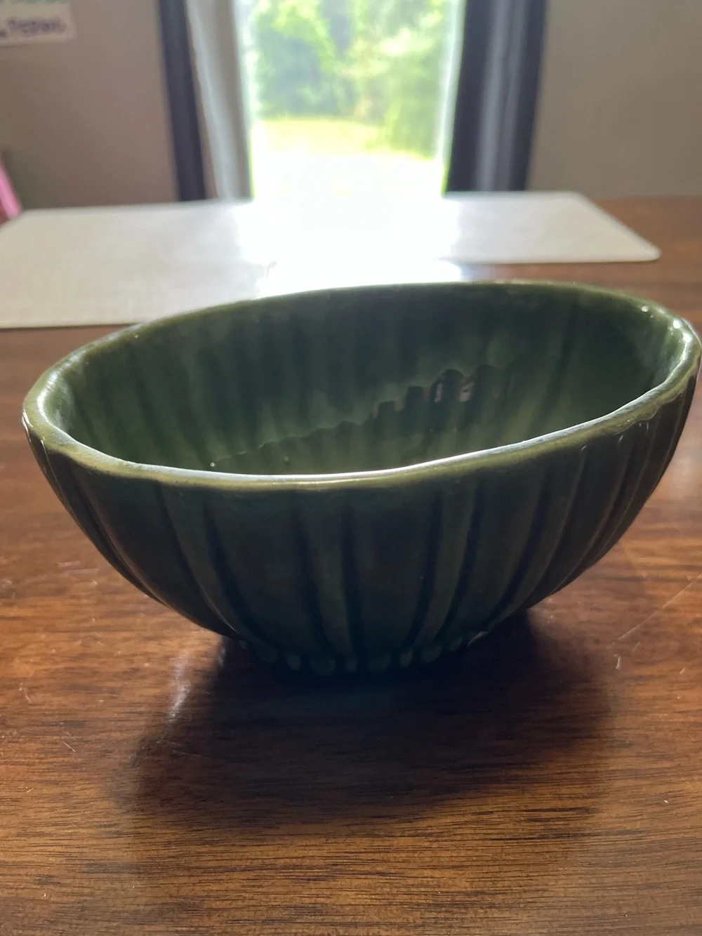 Vintage Haeger Pottery Green Ribbed Oval Planter Bowl 4020 USA Mid Century